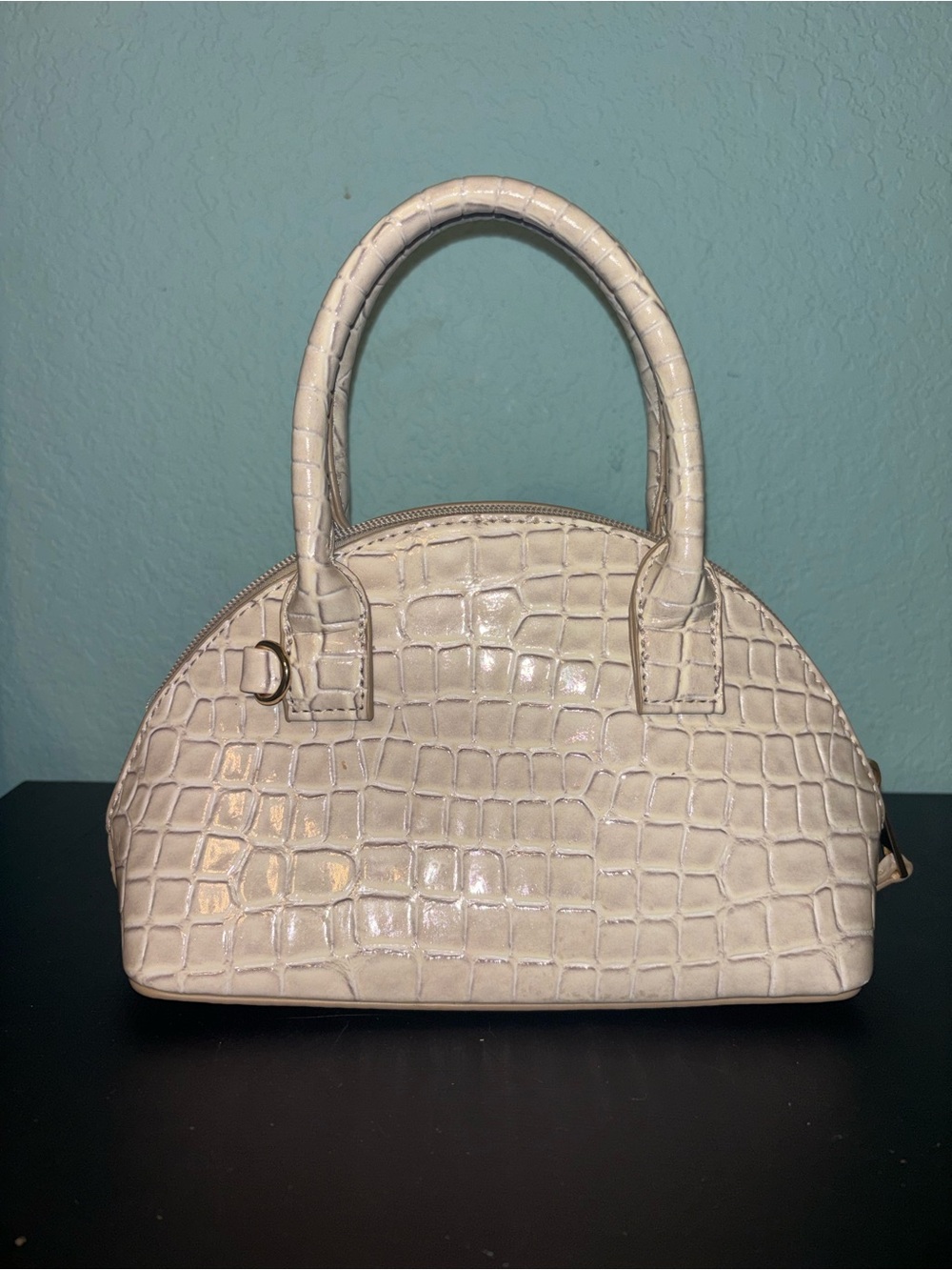 Cato Ivory Croc-Embossed Mini Dome Satchel